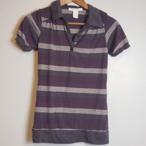 Charlotte Russe Purple Navy & Gray Polo Sz Med